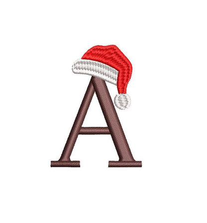 Christmas Alphabet All Letters pes dgt dst exp hus inf jef xxx Santa Hat Alphabet Machine Embroidery File | 2 Size