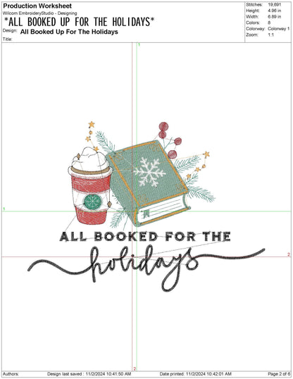 Christmas Embroidery Designs: All Booked For The Holidays Embroidery Machine Files Coffee and Book Lover Embroidery Design