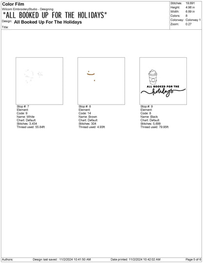 Christmas Embroidery Designs: All Booked For The Holidays Embroidery Machine Files Coffee and Book Lover Embroidery Design