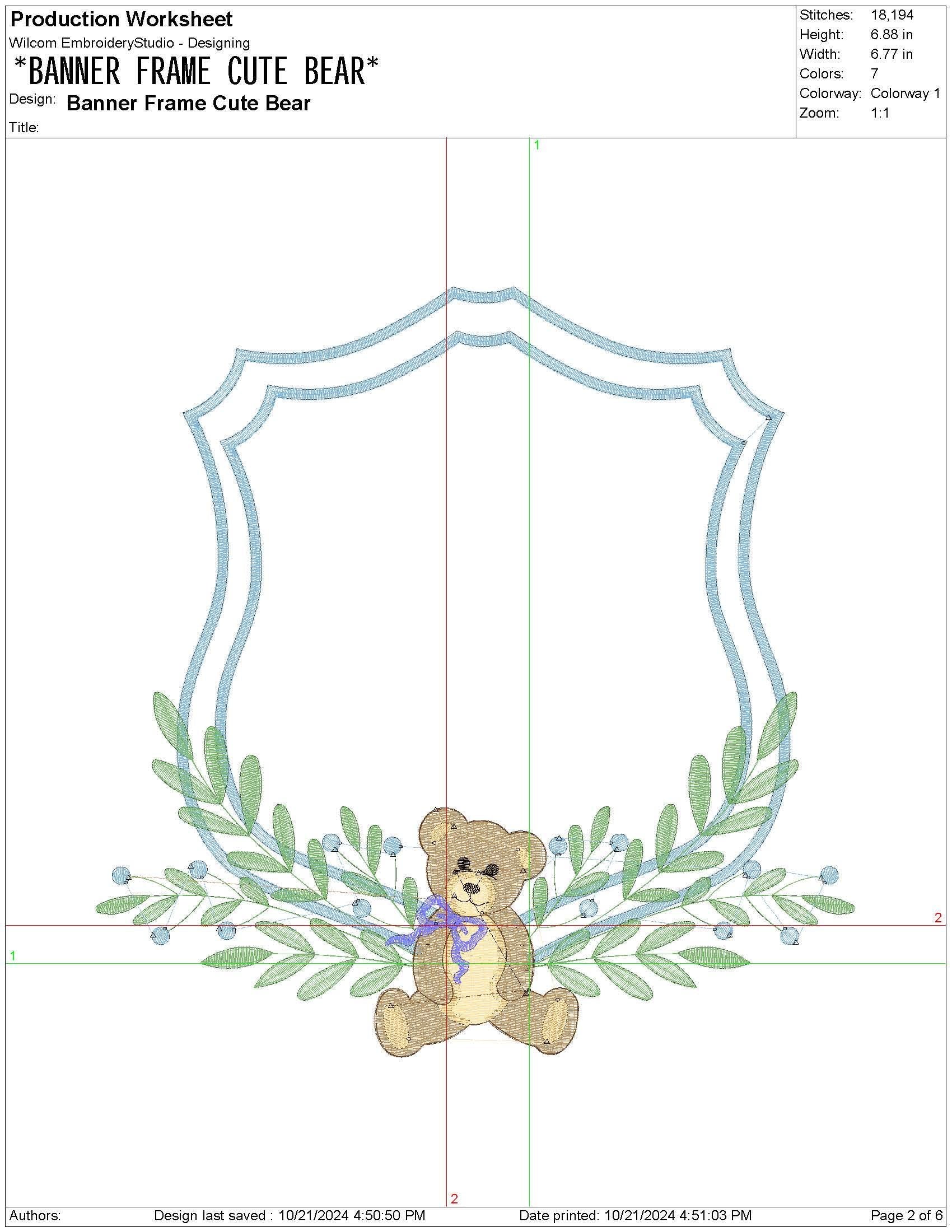 Bear Wreath Crest Frame Embroidery Design Baby Banner Crest Frame Embroidery File Newborn Birthday Frame DST Wedding Crest Frame Embroidery