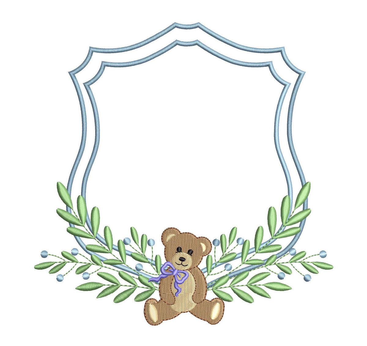 Bear Wreath Crest Frame Embroidery Design Baby Banner Crest Frame Embroidery File Newborn Birthday Frame DST Wedding Crest Frame Embroidery