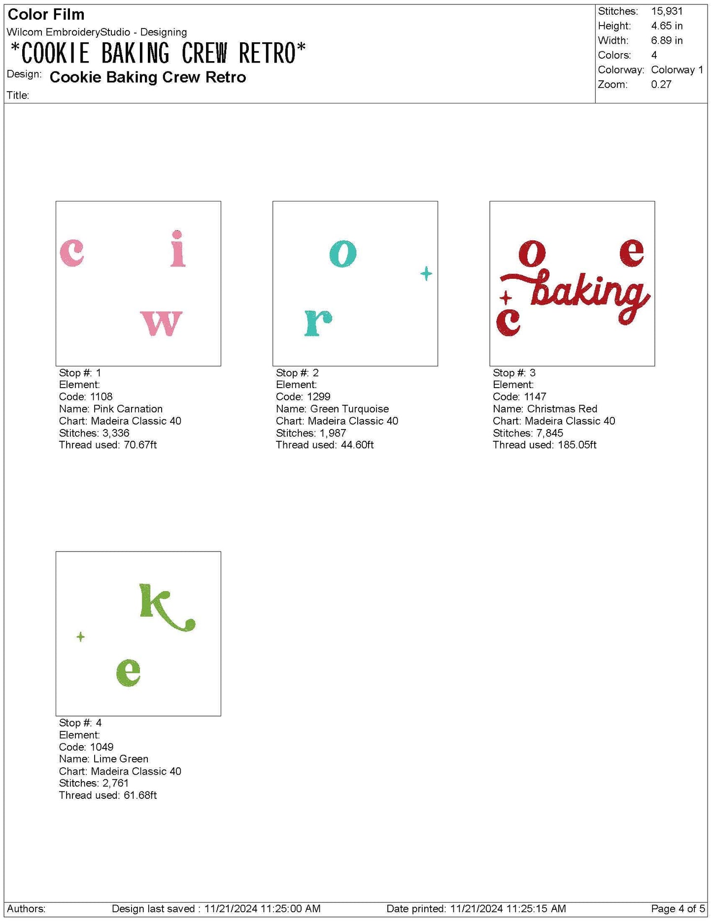 Christmas Cookie Baking Crew Retro Embroidery Design (Digital File)