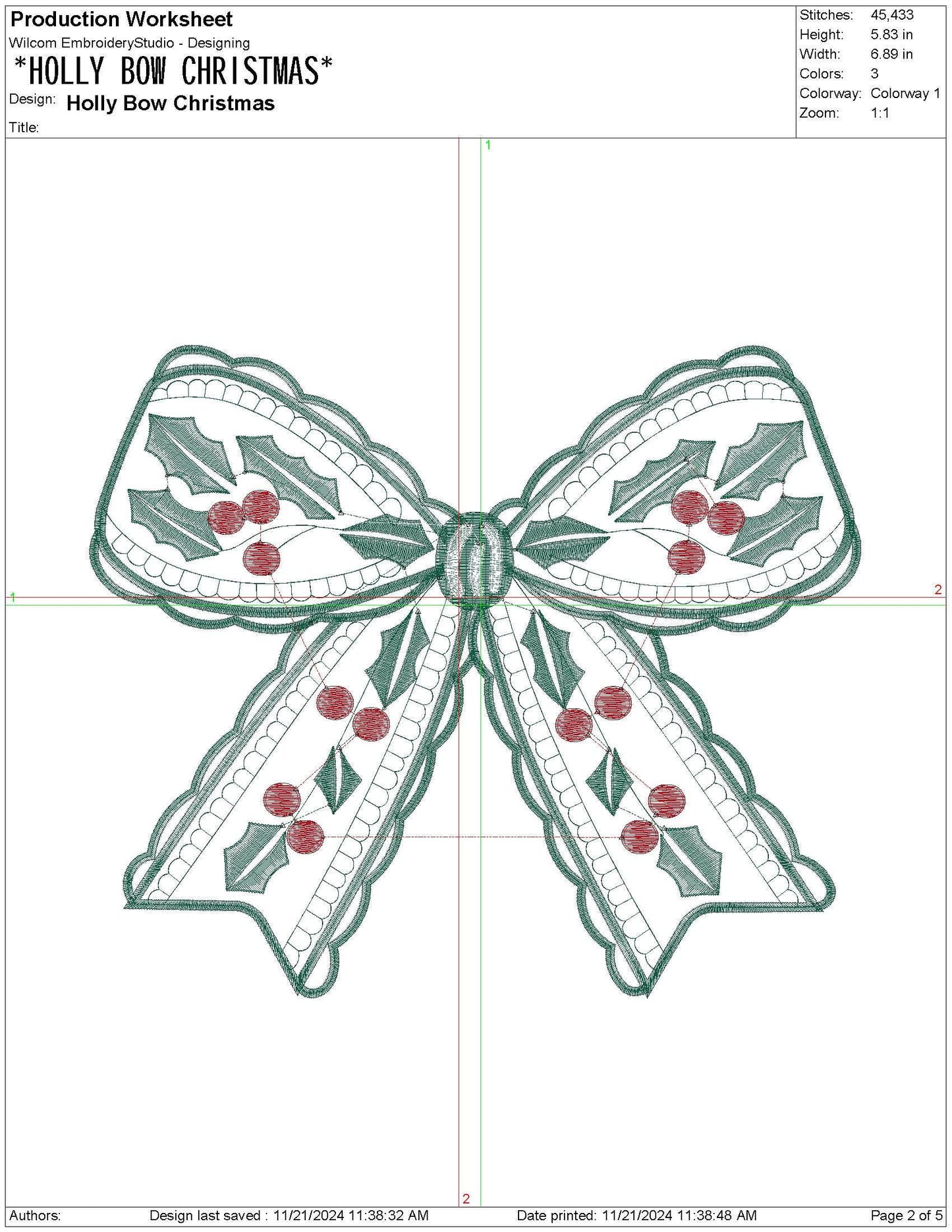 Christmas Holly Bow Cute Festive Machine Embroidery File Gift for Her | 5 Sizes