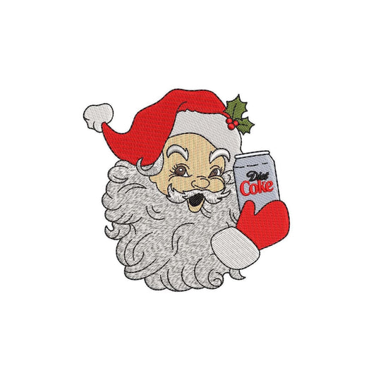 Christmas Embroidery Designs: Diet Cola Santa Embroidery Files Christmas Embroidery Machine Files Santa with Hat Embroidery