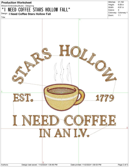 Gilmore Stars Hollow pes dgt dst exp hus jef xxx Machine Embroidery File, GG Gift for Her Coffee in I.V. | 6 Sizes