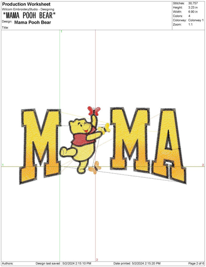 Mama Bear                                  Cute Mom Cute Bear Machine Embroidery File Motherhood Gift | 4 Sizes