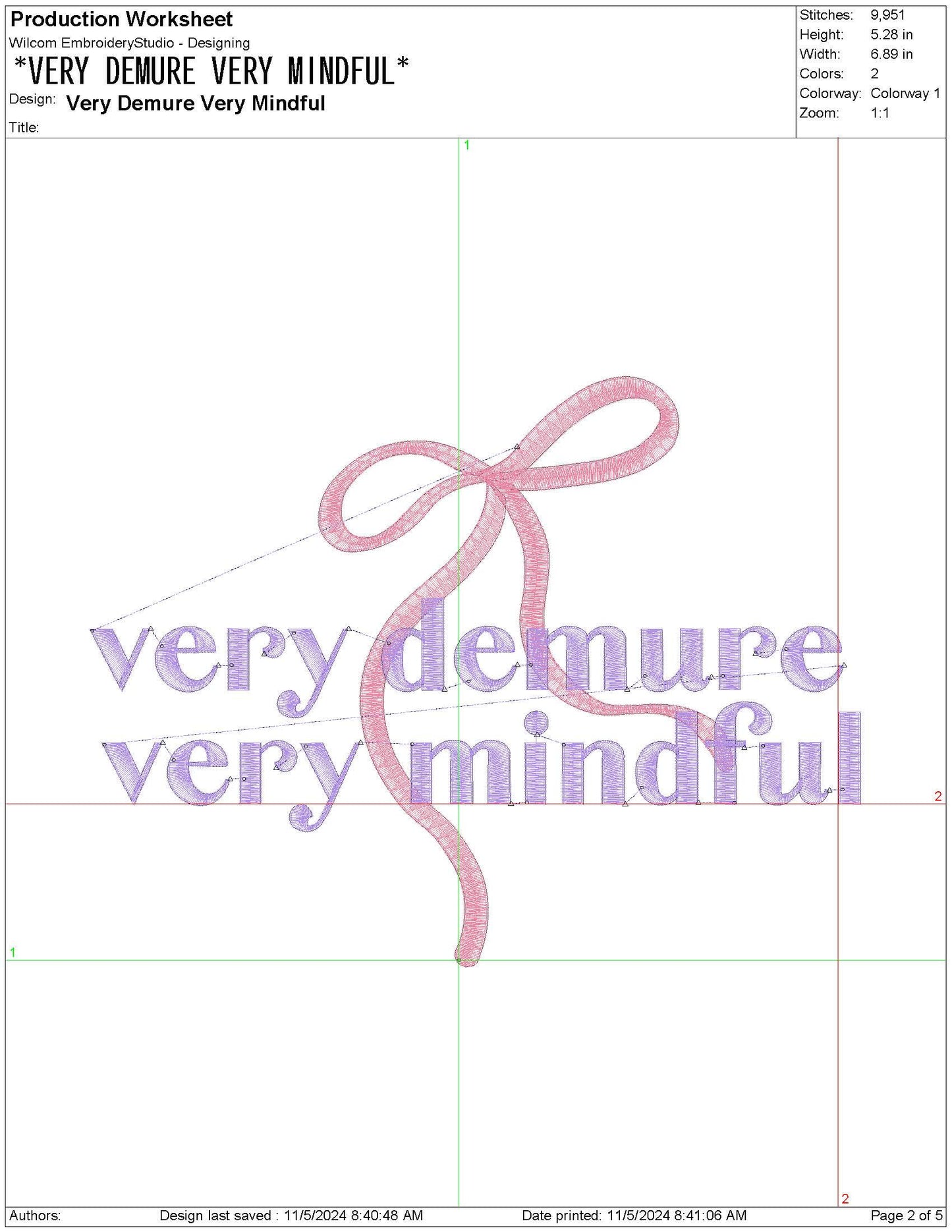 Demure Mindful Embroidery Design: Pink Coquette File (Digital Download)