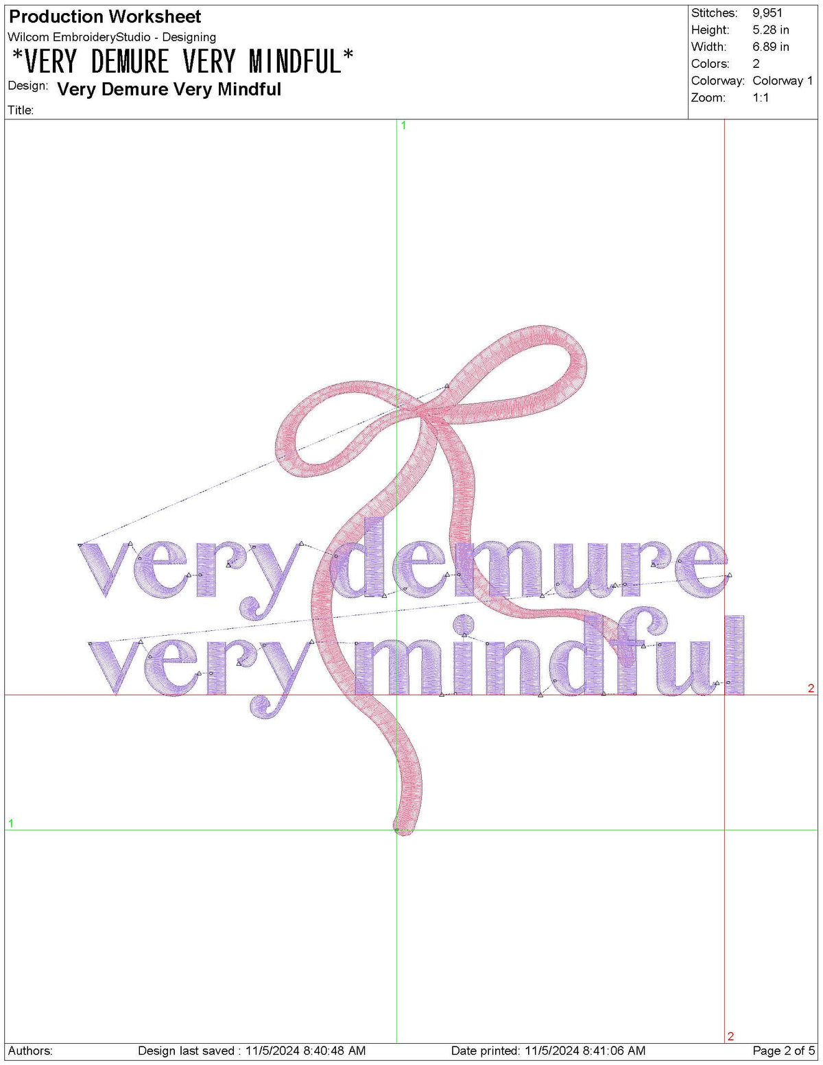 Demure Mindful Embroidery Design: Pink Coquette File (Digital Download)
