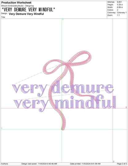 Demure Mindful Embroidery Design: Pink Coquette File (Digital Download)
