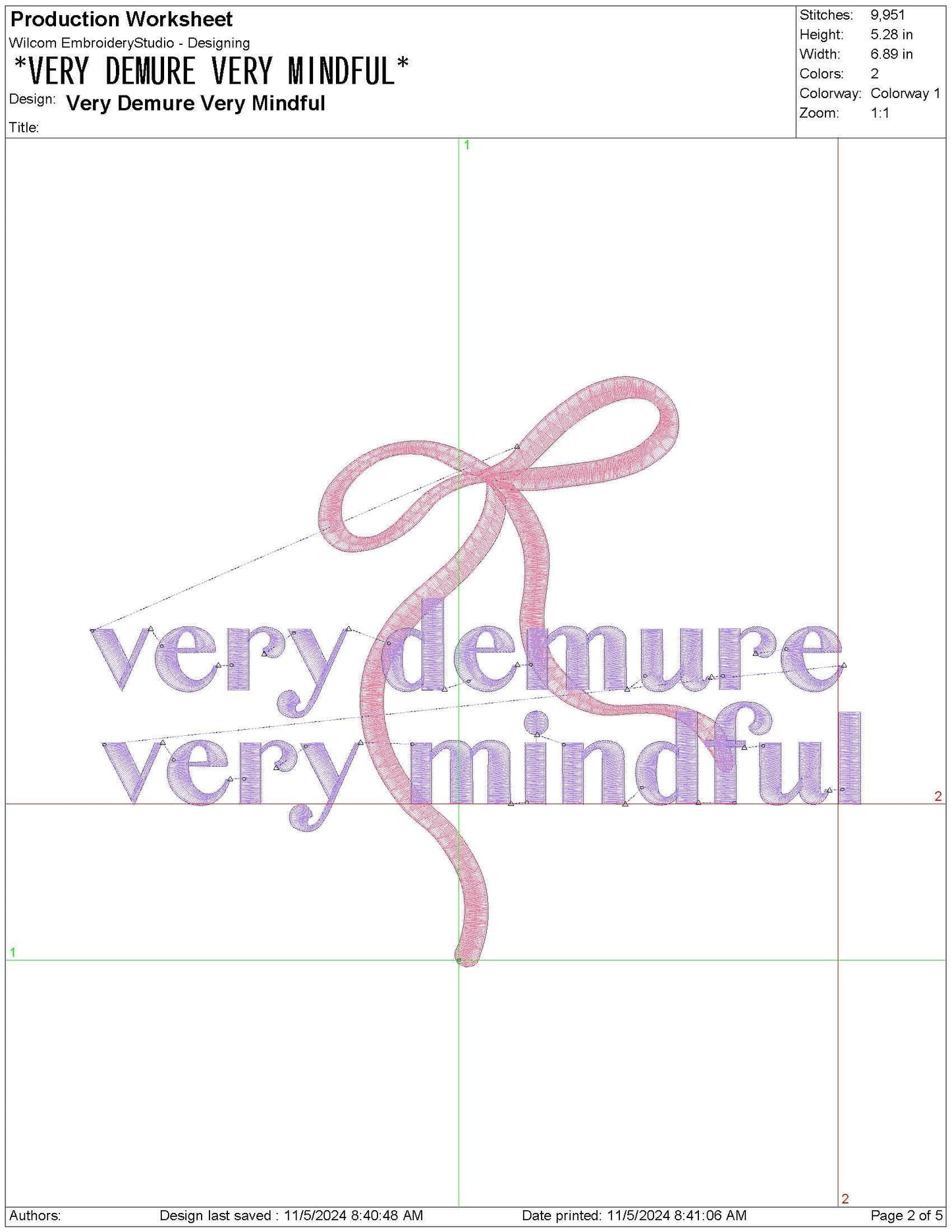 Demure Mindful Embroidery Design: Pink Coquette File (Digital Download)