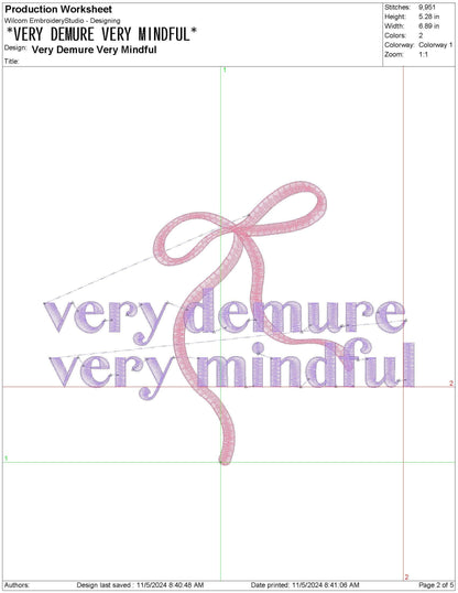 Demure Mindful Embroidery Design: Pink Coquette File (Digital Download)