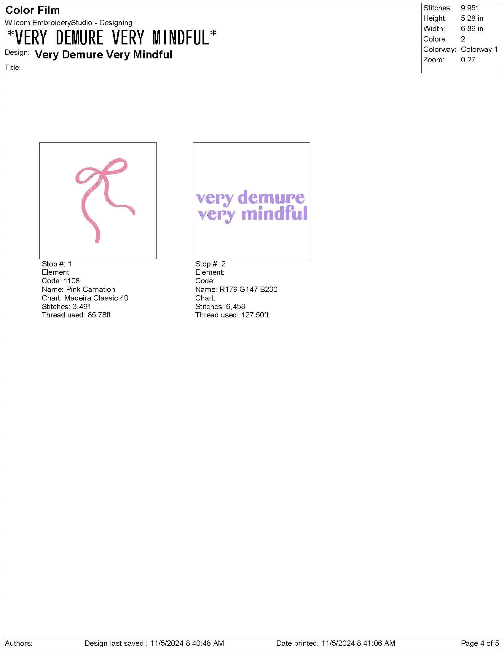 Demure Mindful Embroidery Design: Pink Coquette File (Digital Download)