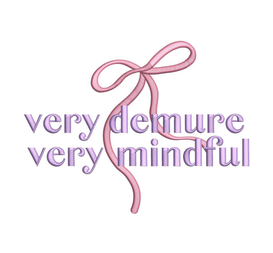 Demure Mindful Embroidery Design: Pink Coquette File (Digital Download)