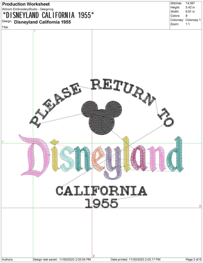 House of Mouse California 1955 Machine Embroidery File | 4 Sizes