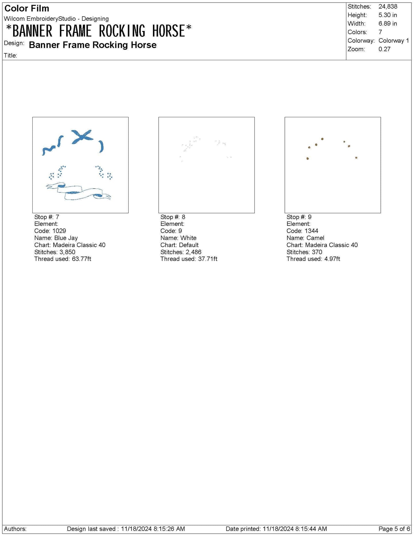 Rocking Horse Crest Embroidery Design: Floral Banner Frame Machine Embroidery File Baby Door Hanger Embroidery File (Digital Download)