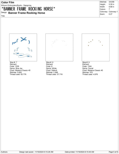 Rocking Horse Crest Embroidery Design: Floral Banner Frame Machine Embroidery File Baby Door Hanger Embroidery File (Digital Download)