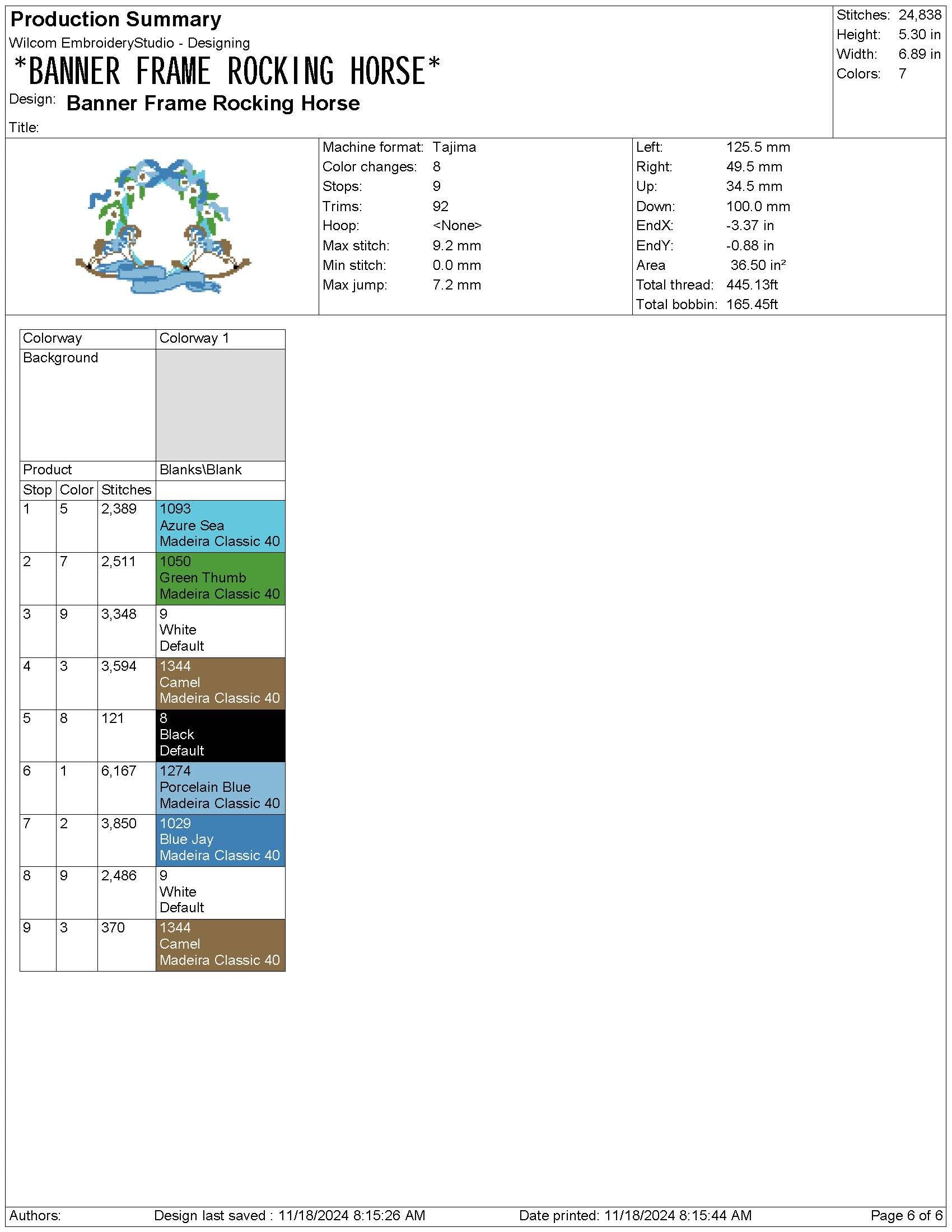 Rocking Horse Crest Embroidery Design: Floral Banner Frame Machine Embroidery File Baby Door Hanger Embroidery File (Digital Download)