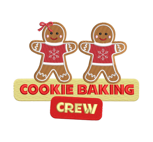 Gingerbread Cookie Baking Crew Christmas Fall Machine Embroidery File pes dgt dst exp hus inf jef xxx | 6 Sizes