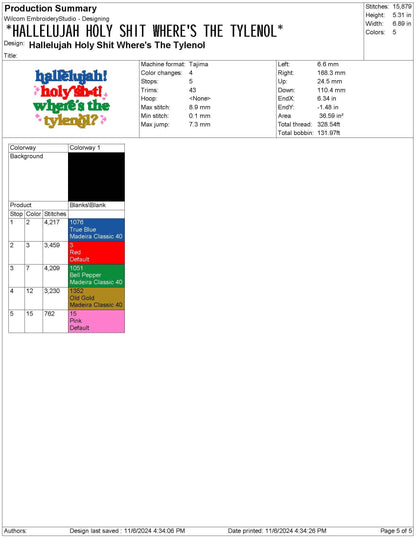 Funny Christmas Embroidery Designs: Christmas Vacation Embroidery Machine Files Hallelujah Where's The Tylenol Embroidery Files