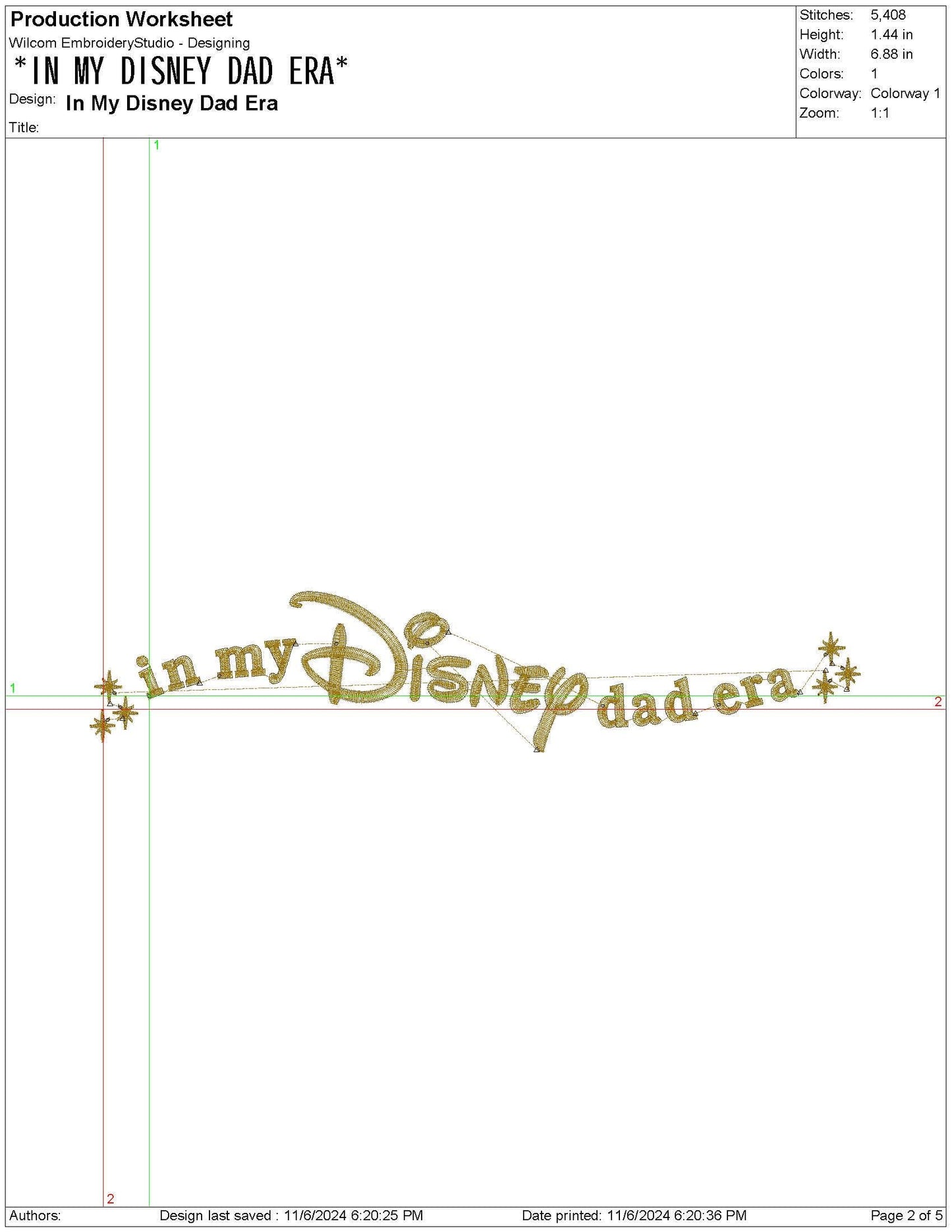 In My DisneyDad Era  xxx Machine Embroidery File, Single Color | 6 Sizes