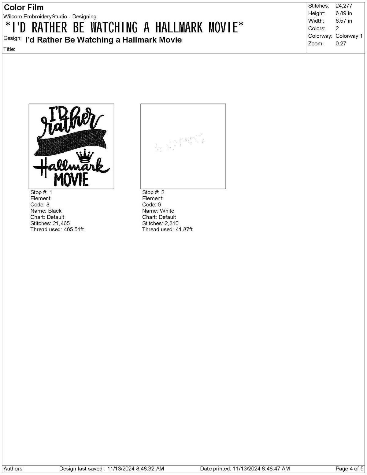 Movie Embroidery Design: Funny Winter Holiday Movie Machine File (6 Sizes)