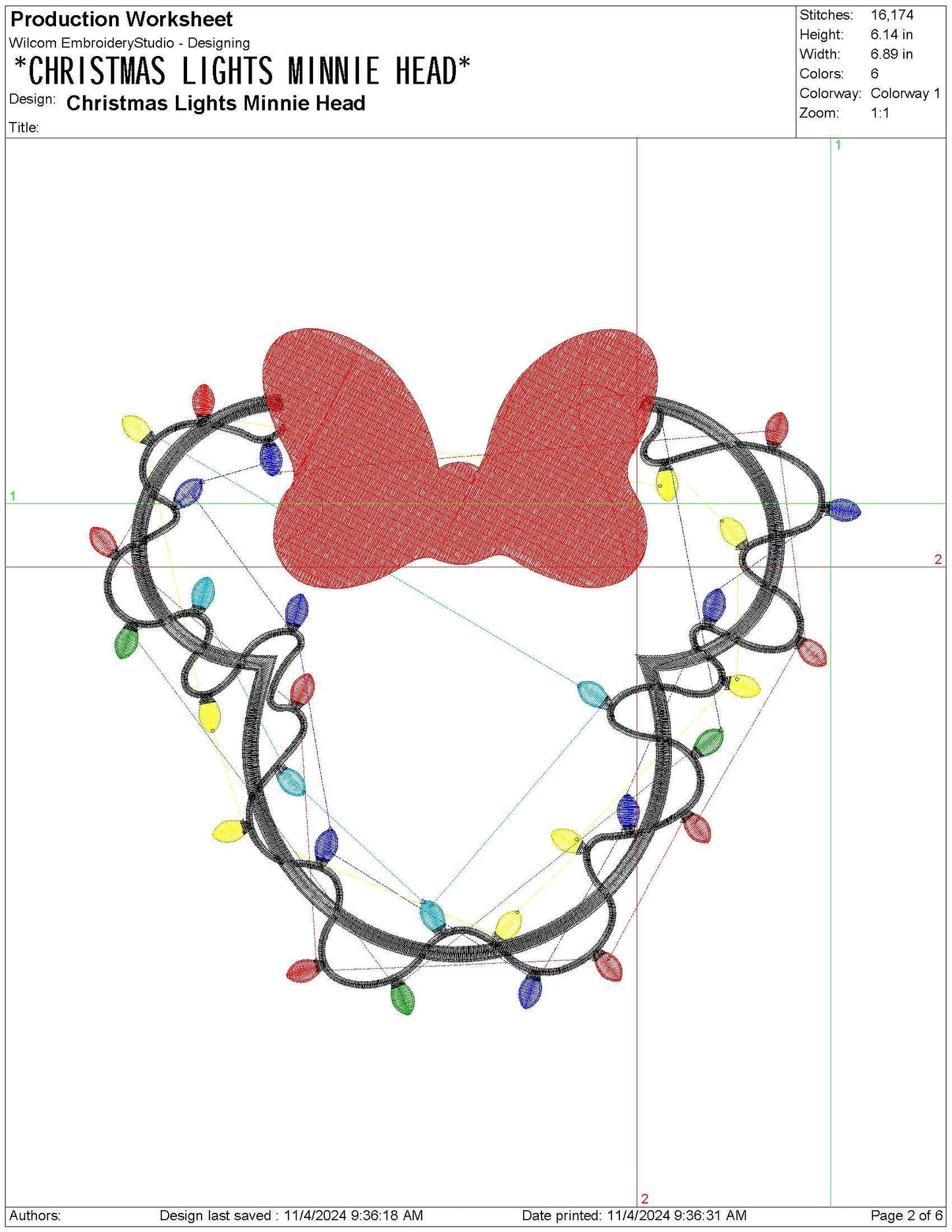 Girl Mouse Christmas Lights Bow Machine Embroidery File Cute Gift | 6 Sizes