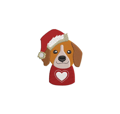 Christmas Dog , Cute Dog Embroidery, Beagle Machine Embroidery File, pes dgt dst exp hus inf jef | 4 sizes