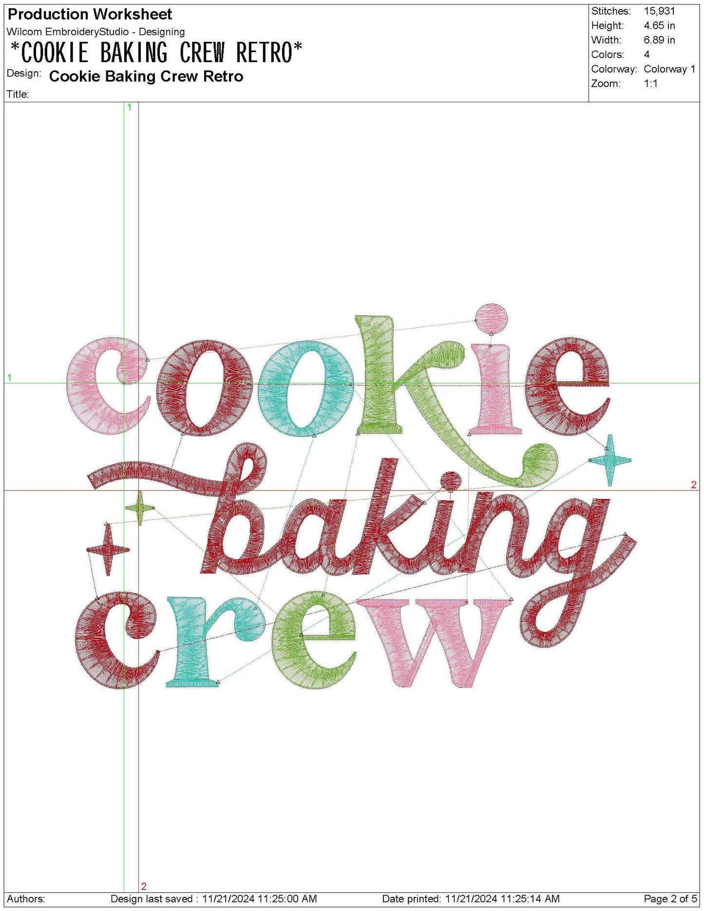 Christmas Cookie Baking Crew Retro Embroidery Design (Digital File)