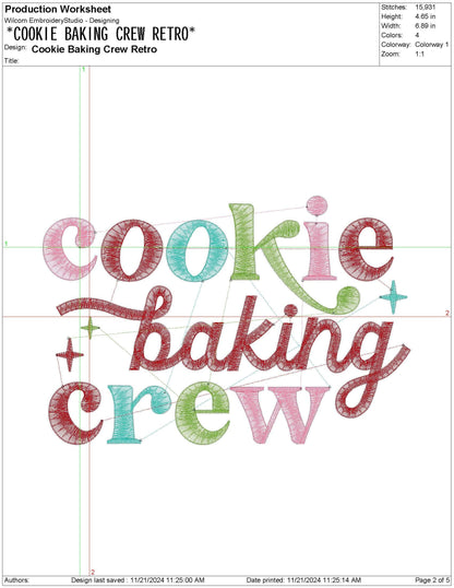 Christmas Cookie Baking Crew Retro Embroidery Design (Digital File)
