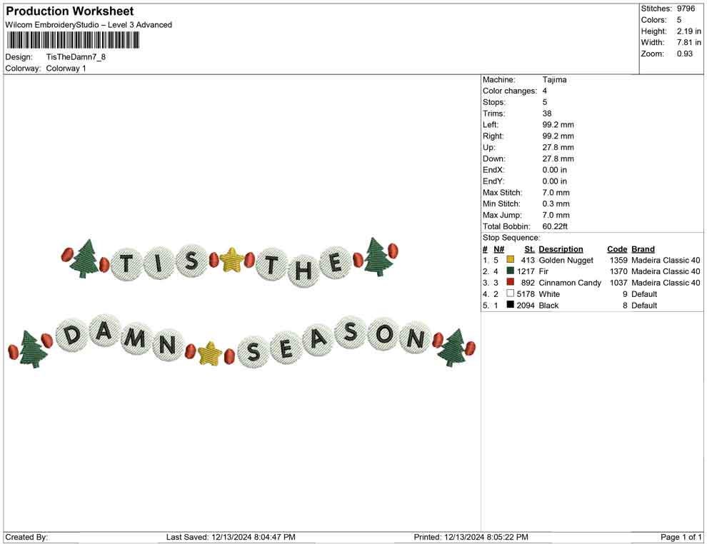 Christmas Embroidery Designs: Tis The Damn Season Embroidery File Christmas Holiday Garland Embroidery Machine Files (Digital Download)