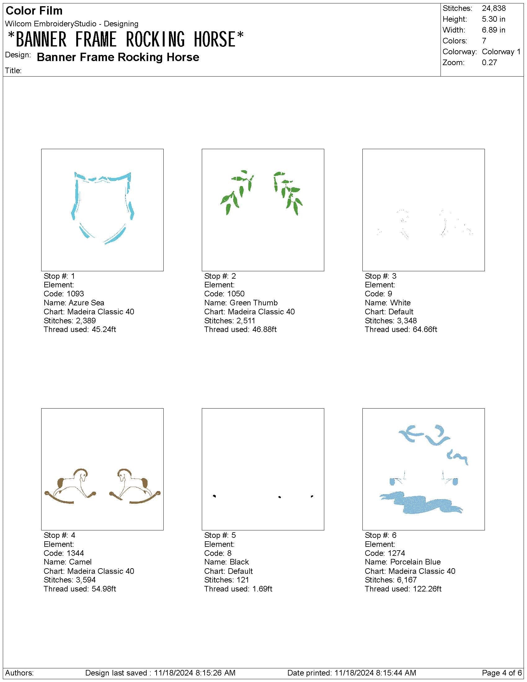 Rocking Horse Crest Embroidery Design: Floral Banner Frame Machine Embroidery File Baby Door Hanger Embroidery File (Digital Download)