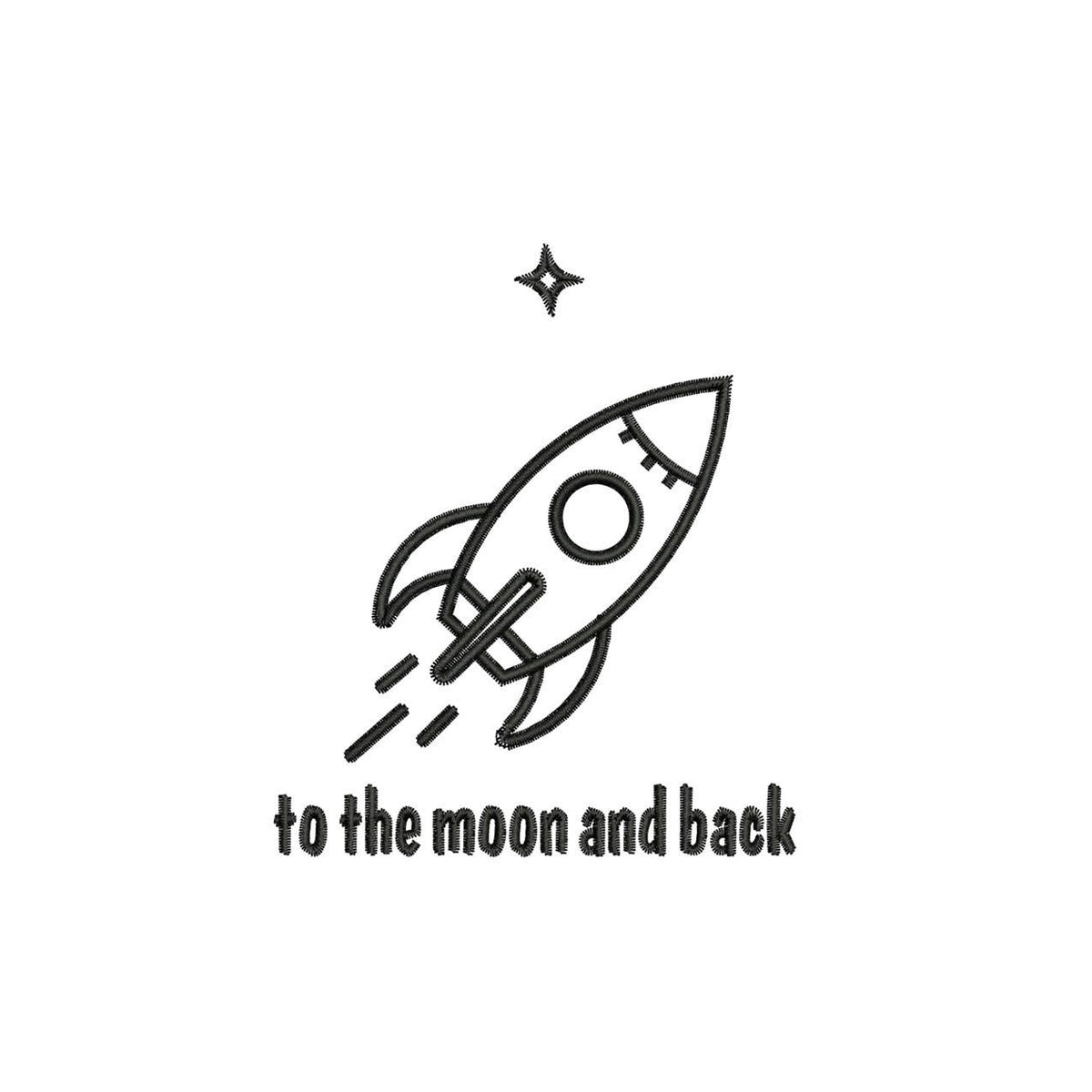 Valentine Rocket Embroidery Design: 'Love You To The Moon' (4 Sizes) (Digital File)