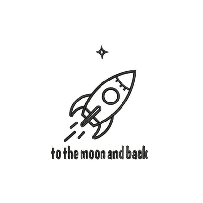 Valentine Rocket Embroidery Design: 'Love You To The Moon' (4 Sizes) (Digital File)