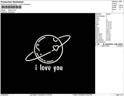 Valentine  Valentine's Day Machine Embroidery File | Love You To Moon | 4 Sizes