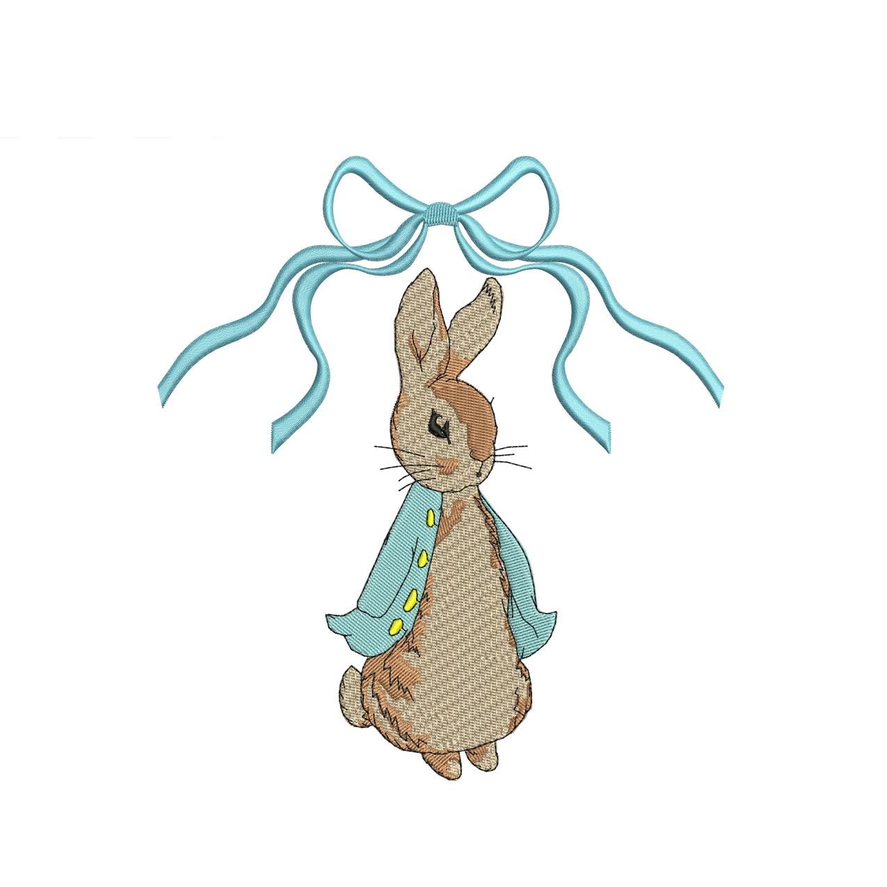 Vintage Bunny with Bow Embroidery Design: Easter, Nursery (Digital Download)