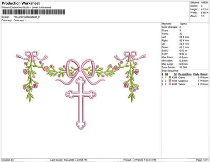 Floral Cross Frame Crest Banner For Easter