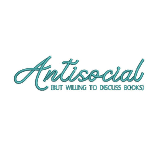 Antisocial Book Lover Embroidery Design: Funny Introvert Gift (4 sizes) (Digital Download)