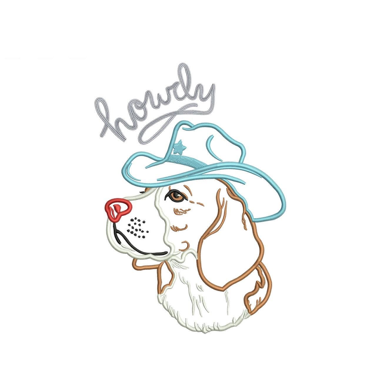 APPLIQUE DOG COWBOY Western | dst exp hus jef xxx pes Labrador Machine Embroidery File | Texas Dog Lover | 4 sizes