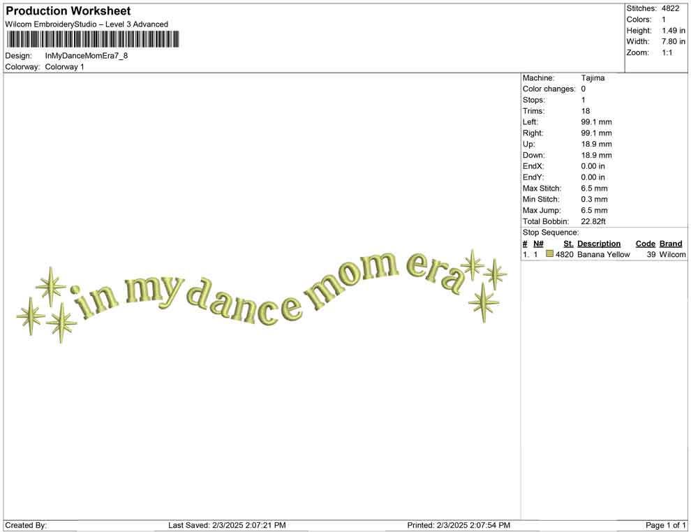 In My Dance Mom Era Embroidery Design: Retro Sparkle Text (Digital Download)