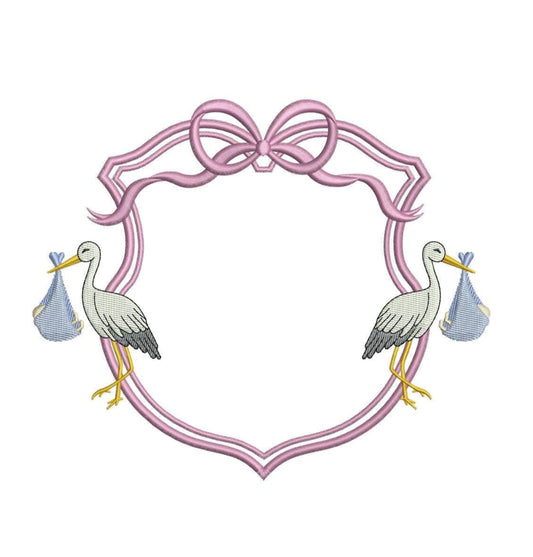 Vintage Baby & Storks Frame For Banner Crest