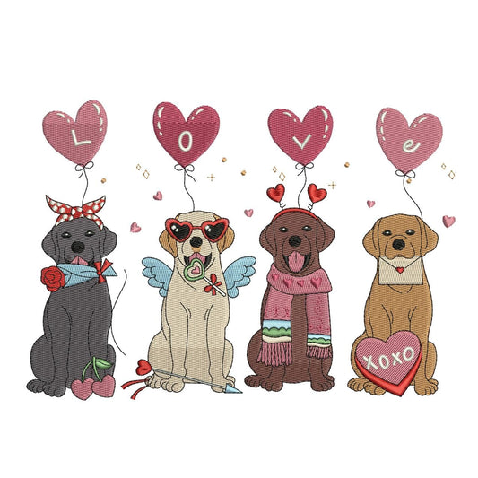 Valentines Embroidery Design: Labrador Retriever Embroidery Machine File Dog Lover Embroidery Designs