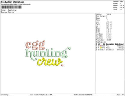Egg Hunting Crew Machine Embroidery Design: Easter Kids Gift (4 Sizes)