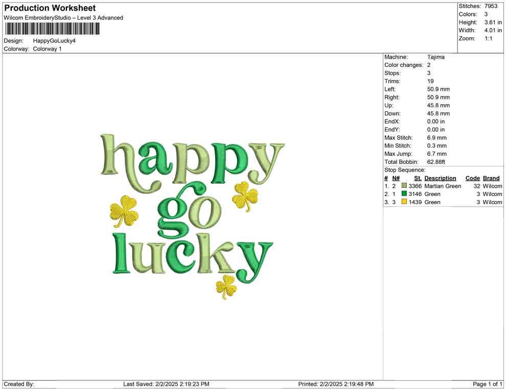 St. Patrick's Day Embroidery Design: Lucky Shamrock (Digital File)