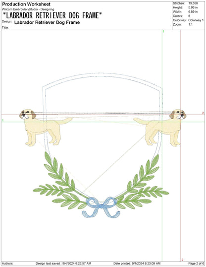 Banner Frame Labrador Dog Lab Newborn Monogram Machine Embroidery File | 6 sizes