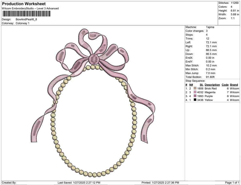 Bow and Pearl Wreath Embroidery Design: Vintage Monogram Frame (Multiple Size)