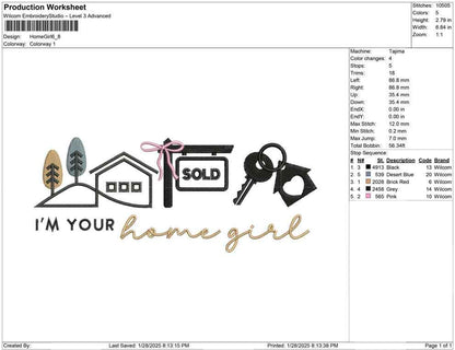 Realtor Embroidery Designs: Home Girl Real Estate Embroidery Machine File Mortgage Broker Embroidery Design