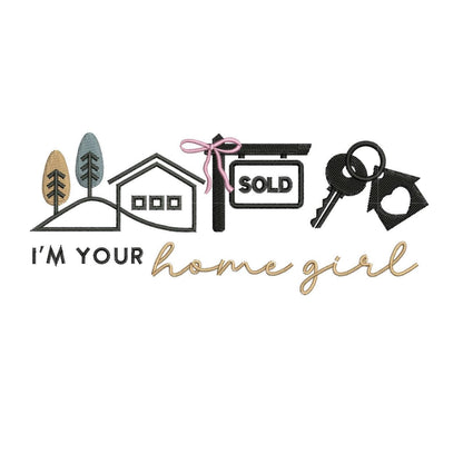 Real Estate Realtor Machine Embroidery File Mortgage Homegirl Sold House Keys | 4 Sizes