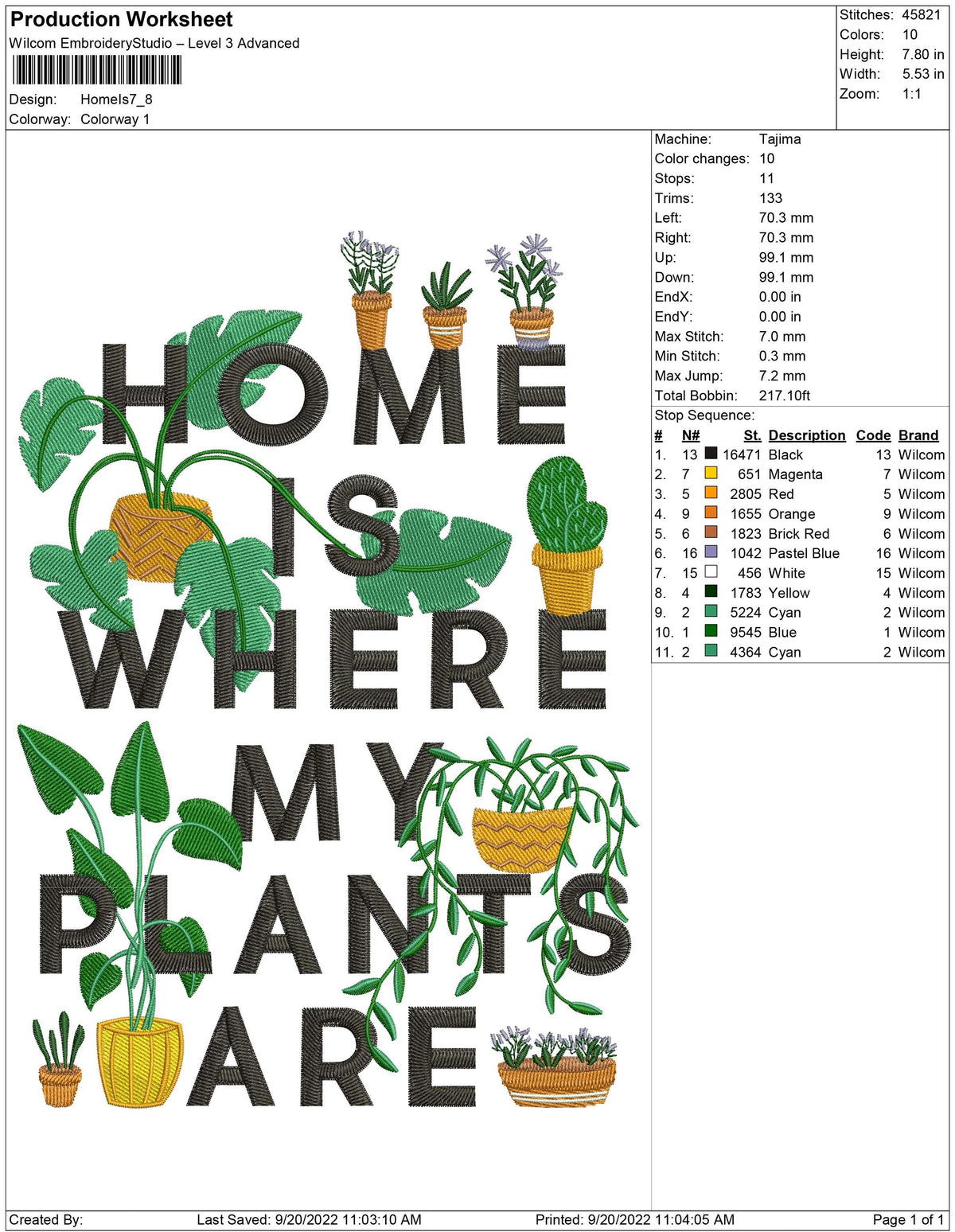 Houseplant Embroidery Design: Home Is Where My Plants Are (Digital File)