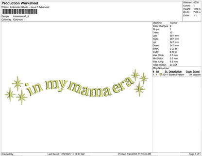 In My Mama Era Embroidery Design: Retro Sparkle Mother Machine Embroidery File for Moms (Digital Download)