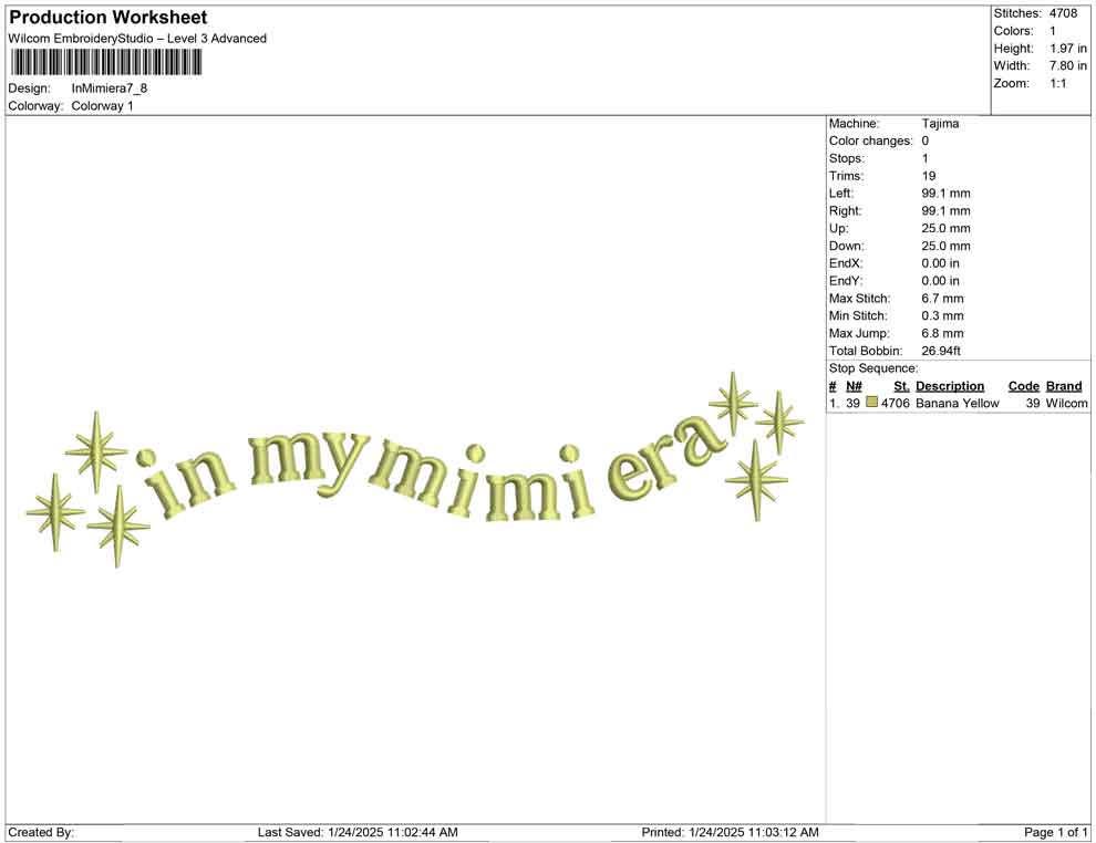 In My Mimi Era Embroidery Design: Retro Sparkle Text (Digital Product)